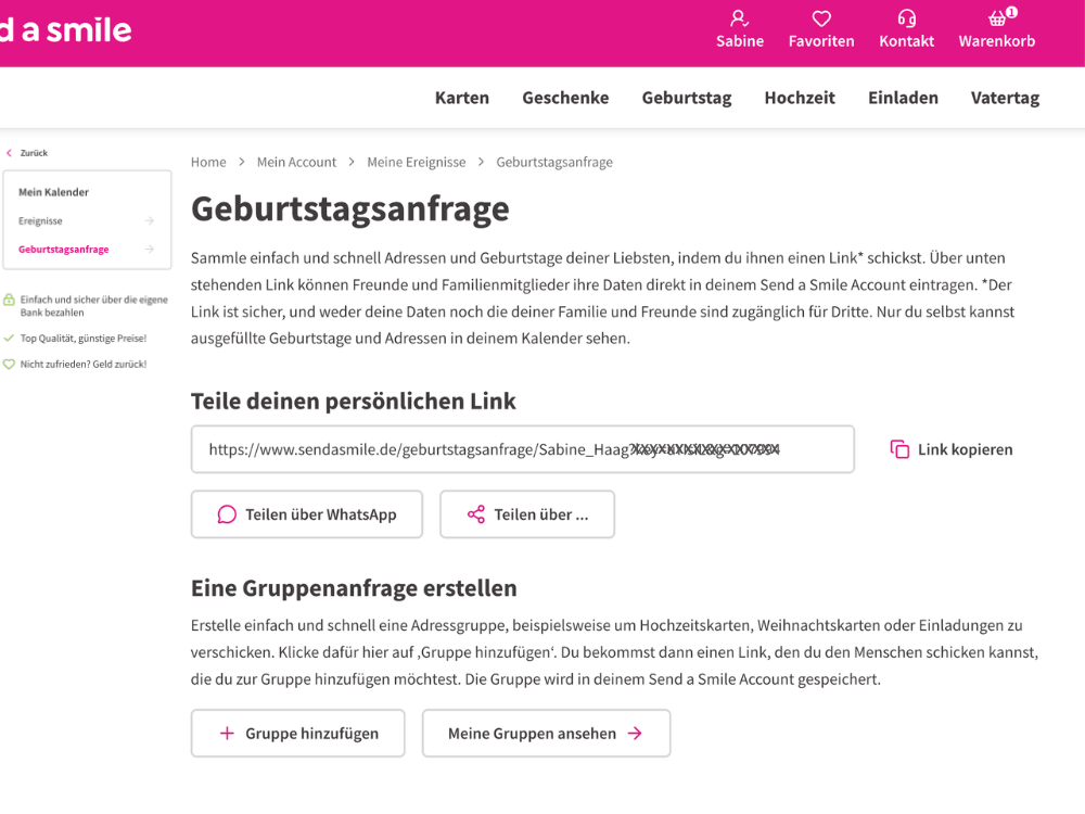 Send a smile Geburtstagskarte